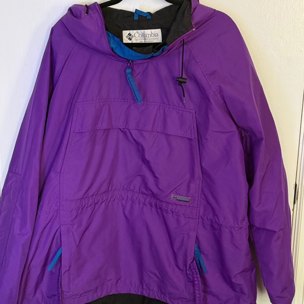 Vintage Columbia Windbreaker Jacket XL Purple Blue Hooded 90s Outdoor